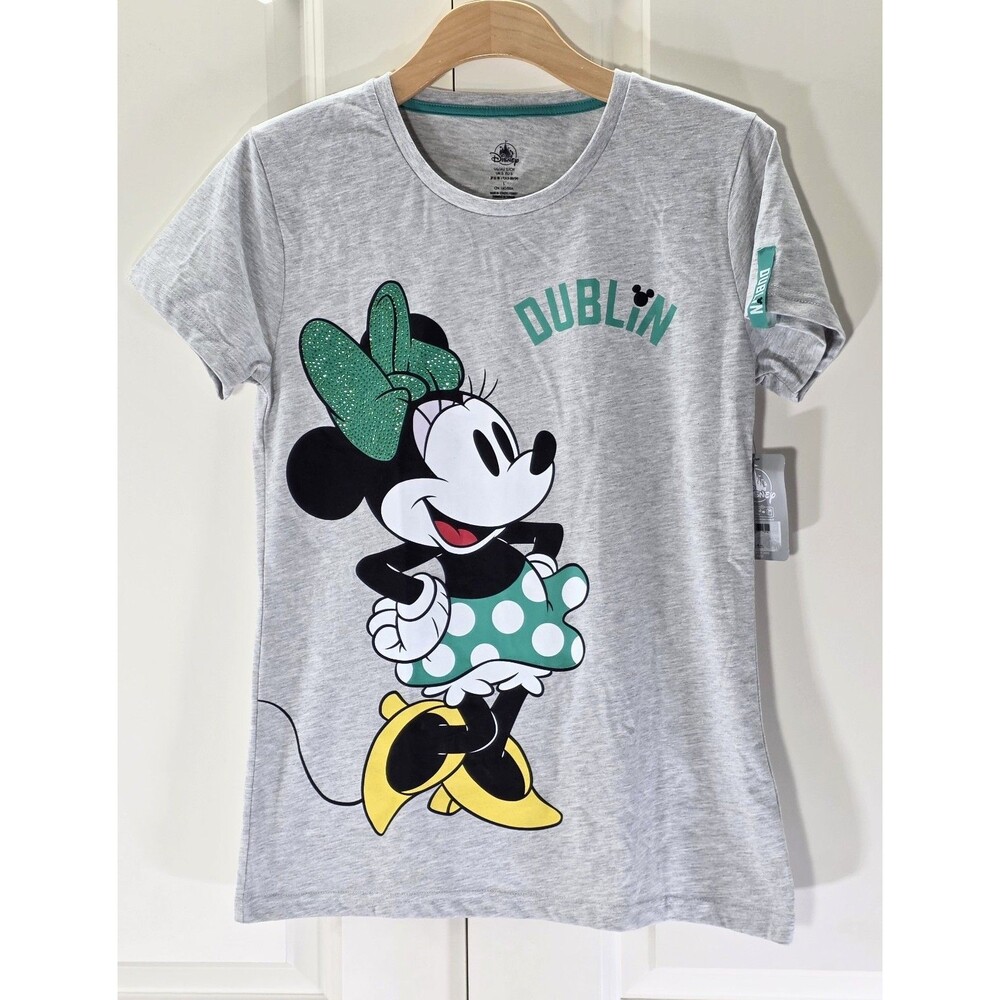 NWOT Disney Store DUBLIN Ireland Exclusive Minnie Mouse T-Shirt Grey Women's L